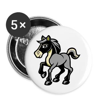 Cheval - Lot de 5 petits badges (25 mm) - blanc - Devant