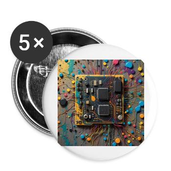 Microchip colored - Buttons klein 25 mm (5er Pack) - Weiß - Vorne