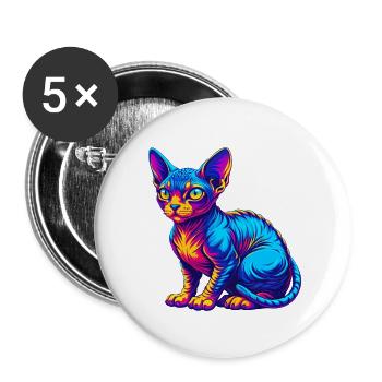 Rot Devon Rex Katzenrasse Cartoon Kawaii Tier Haustier - Buttons klein 25 mm (5er Pack) - Weiß - Vorne
