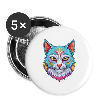 Asiatische Katzenrasse Cartoon Kawaii Tier Haustier - Buttons klein 25 mm (5er Pack) - Weiß - Vorne