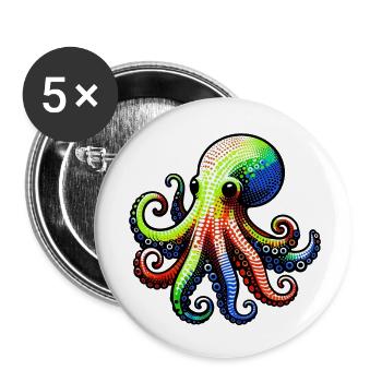 Octopus - Buttons small 1''/25 mm (5-pack) - white - Front