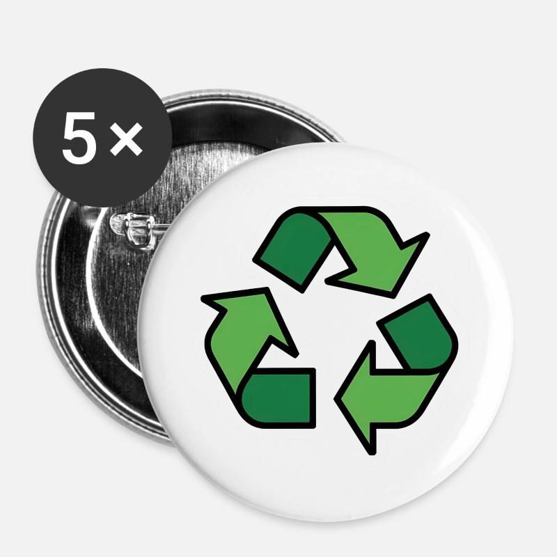 Recycling - Buttons klein 25 mm (5er Pack) - Weiß
