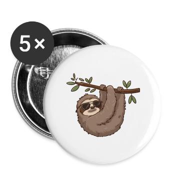 Faultier, Entspannung, Chill, Nap, Schlaf - Buttons klein 25 mm (5er Pack) - Weiß - Vorne