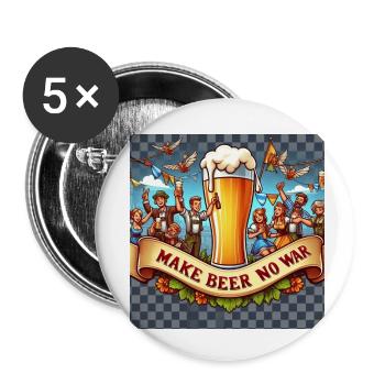 MAKE BEER NO WAR - Lot de 5 petits badges (25 mm) - blanc - Devant