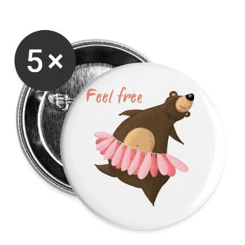 Ours dansant - Lot de 5 petits badges (25 mm) - blanc - Devant