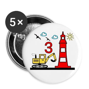 Excavator - Buttons small 1''/25 mm (5-pack) - white - Front