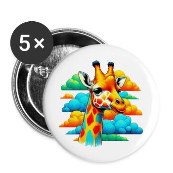 Giraffe with head in cloud clouds - Buttons small 1''/25 mm (5-pack) - white - Front
