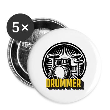 Drummer Band - Buttons small 1''/25 mm (5-pack) - white - Front