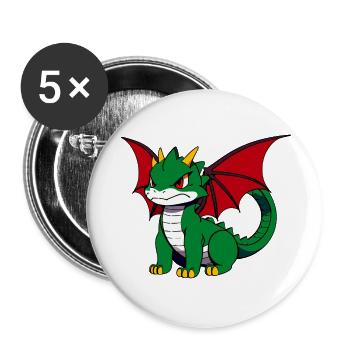Mignon Dragon - Lot de 5 petits badges (25 mm) - blanc - Devant