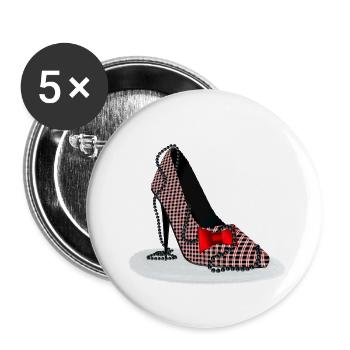 Talons hauts – Motif à carreaux écossais - Lot de 5 petits badges (25 mm) - blanc - Devant