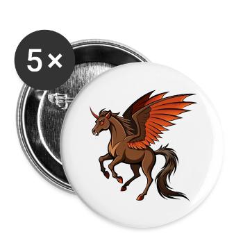 Battle-ready Demon Horse - Buttons small 1''/25 mm (5-pack) - white - Front
