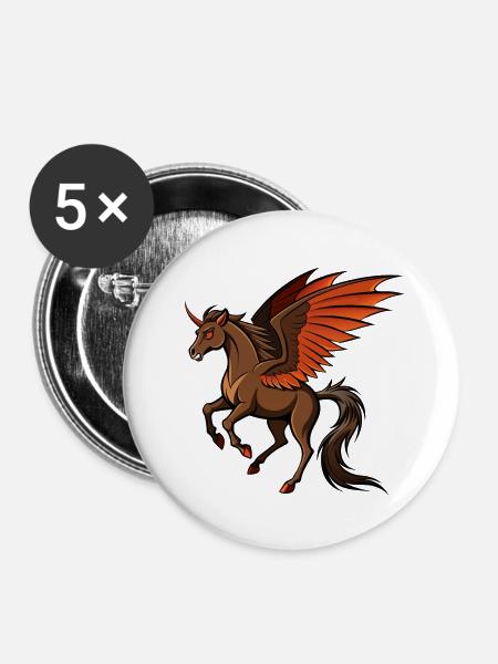 Kampfbereites Dämonenpferd - Buttons klein 25 mm (5er Pack) - Weiß