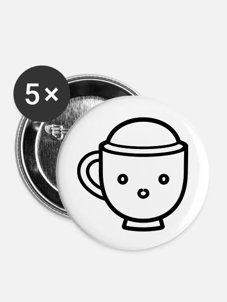 Kaffeebecher - Buttons klein 25 mm (5er Pack) - Weiß