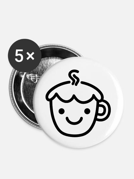 Kaffeebecher - Buttons klein 25 mm (5er Pack) - Weiß