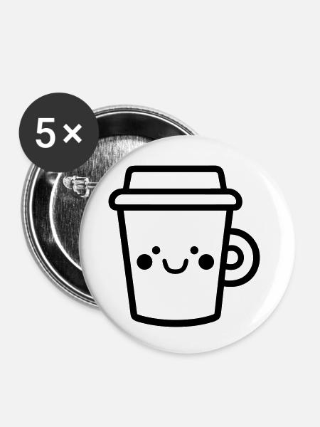 Kaffeebecher - Buttons klein 25 mm (5er Pack) - Weiß