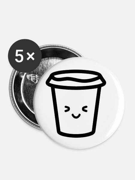Kaffeebecher - Buttons klein 25 mm (5er Pack) - Weiß