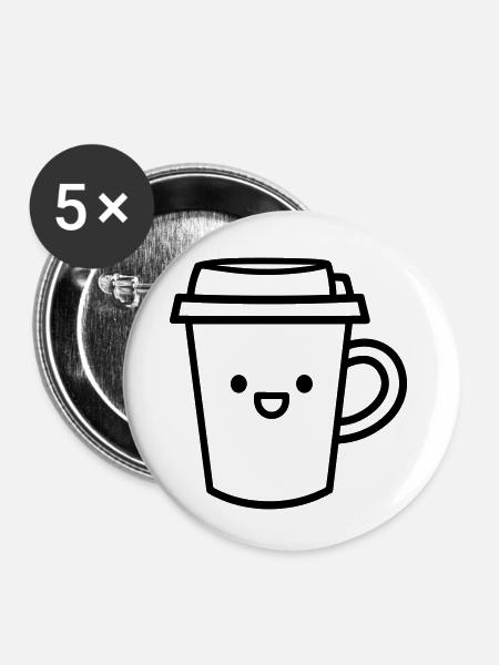 Kaffeebecher - Buttons klein 25 mm (5er Pack) - Weiß