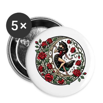 Pin-up Loup - Lot de 5 petits badges (25 mm) - blanc - Devant