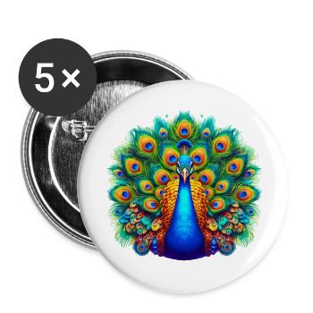 Pfau - Buttons klein 25 mm (5er Pack) - Weiß - Vorne