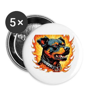Flame Dog - Buttons small 1''/25 mm (5-pack) - white - Front