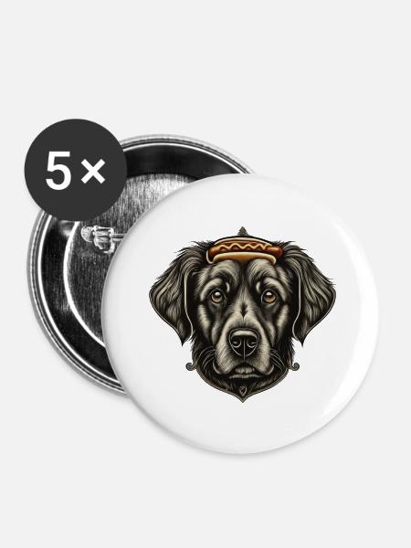The Hot Dog - Buttons klein 25 mm (5er Pack) - Weiß