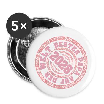 Vatertag 2028 - Buttons klein 25 mm (5er Pack) - Weiß - Vorne