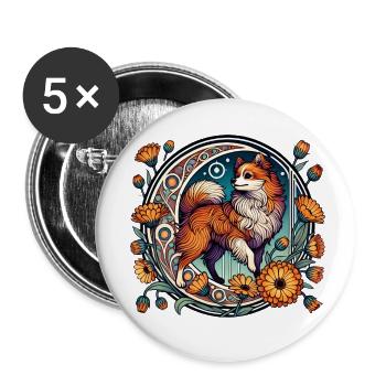 Pomeranian - Buttons small 1''/25 mm (5-pack) - white - Front