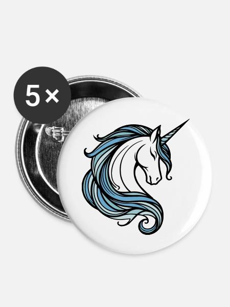 Einhorn - Buttons klein 25 mm (5er Pack) - Weiß