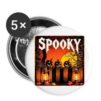 spooky Halloween pumpkins and lanterns - Buttons small 1''/25 mm (5-pack) - white - Front