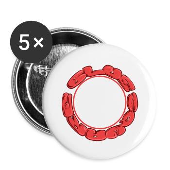 Blaues Quadrat - Buttons klein 25 mm (5er Pack) - Weiß - Vorne