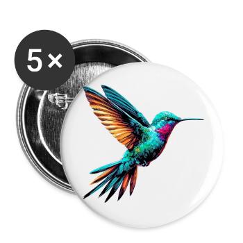 Colibri - Lot de 5 petits badges (25 mm) - blanc - Devant