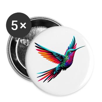 Colibri - Lot de 5 petits badges (25 mm) - blanc - Devant