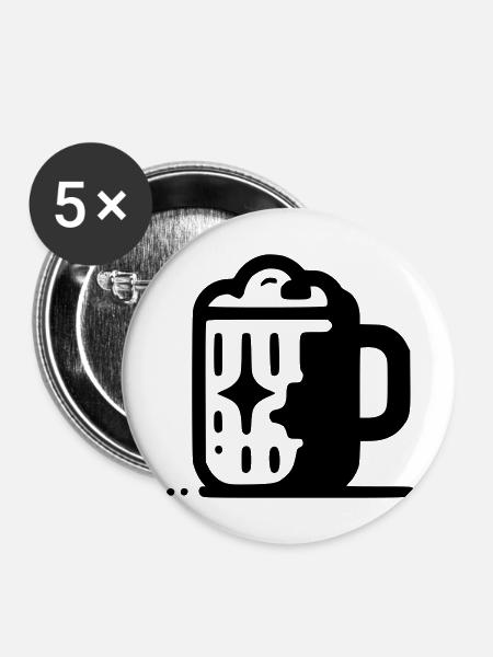 Bierkrug - Buttons klein 25 mm (5er Pack) - Weiß