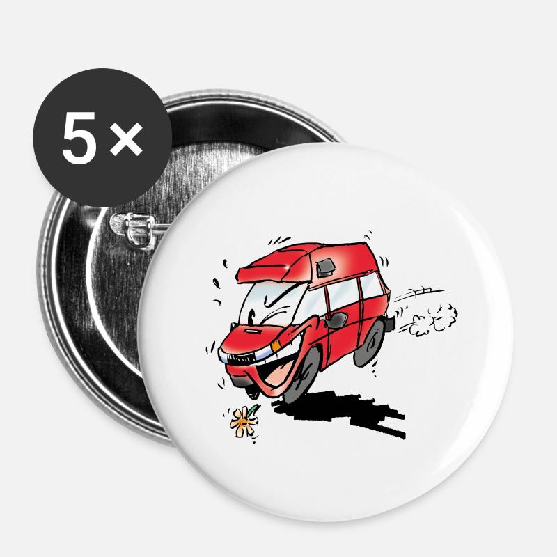 Humorvoller Van - Buttons klein 25 mm (5er Pack) - Weiß
