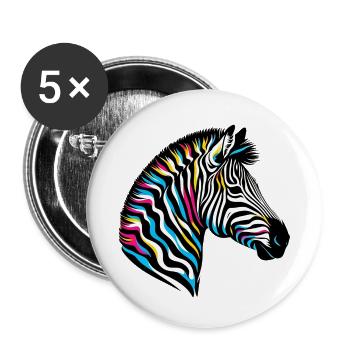 Zèbre - Lot de 5 petits badges (25 mm) - blanc - Devant