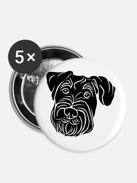 Mittelschnauzer - Buttons klein 25 mm (5er Pack) - Weiß