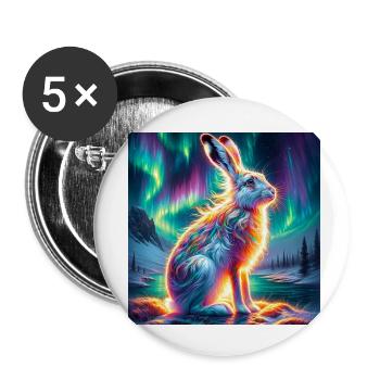 Mountain hare Aurora Borealis - Buttons small 1''/25 mm (5-pack) - white - Front