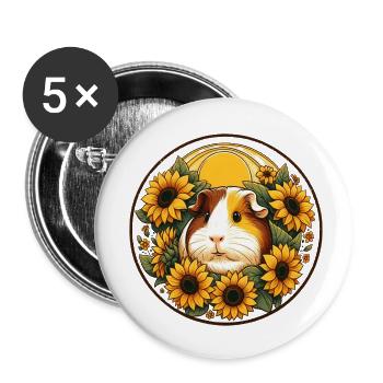 Meerschweinchen - Buttons klein 25 mm (5er Pack) - Weiß - Vorne