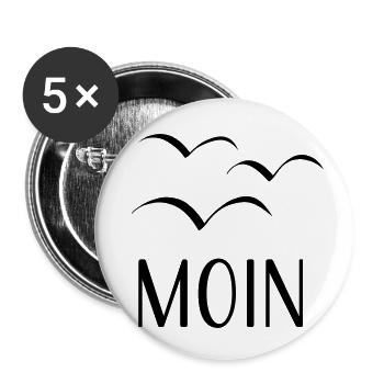 Moin Möwen Nordsee - Buttons klein 25 mm (5er Pack) - Weiß - Vorne