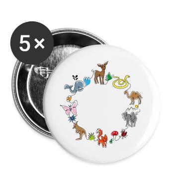 Cute Animals in the Circle Doodle - Buttons small 1''/25 mm (5-pack) - white - Front