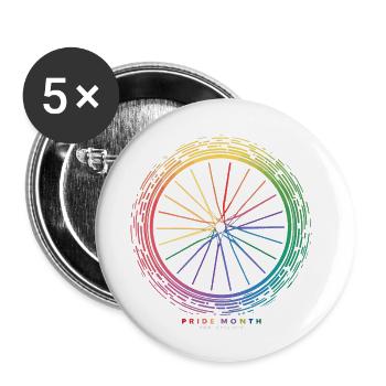 Conception de roue de vélo arc-en-ciel vibrant - Lot de 5 petits badges (25 mm) - blanc - Devant
