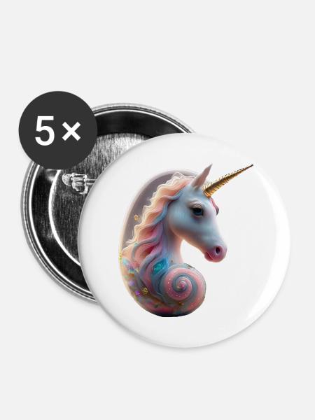 Einhorn Embryo 1 - Buttons klein 25 mm (5er Pack) - Weiß