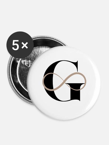 Unendlicher Buchstabe g - Buttons klein 25 mm (5er Pack) - Weiß