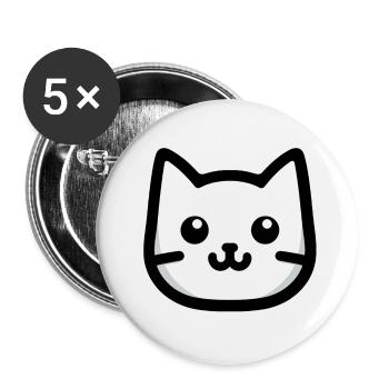 Einfaches Katzendesign - Buttons klein 25 mm (5er Pack) - Weiß - Vorne