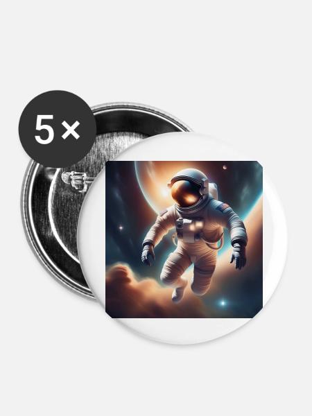 Astronaut im Weltall - Buttons klein 25 mm (5er Pack) - Weiß