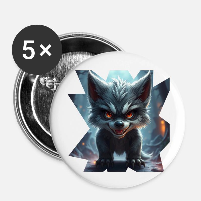 Monster 1 - Buttons klein 25 mm (5er Pack) - Weiß
