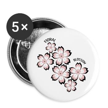 Blumige Blüte - Buttons klein 25 mm (5er Pack) - Weiß - Vorne