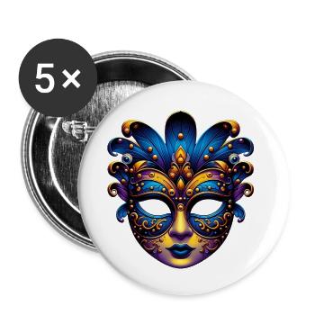Venice Carnival Mask - Buttons small 1''/25 mm (5-pack) - white - Front