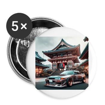 JDM Temple - Lot de 5 petits badges (25 mm) - blanc - Devant