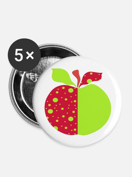 Apfel - Buttons klein 25 mm (5er Pack) - Weiß
